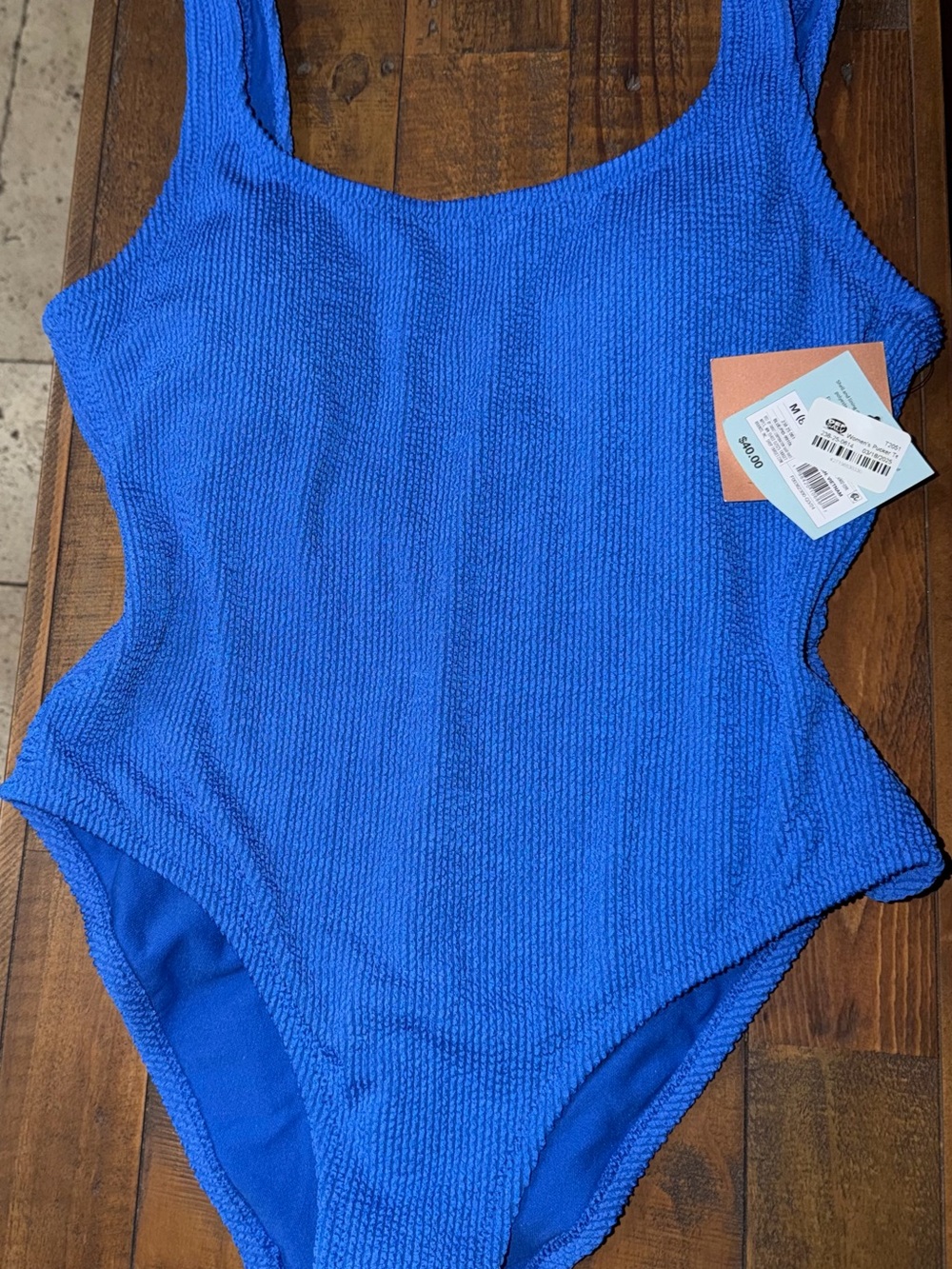 Target Women's Blue Textured One-Piece Swimsuit